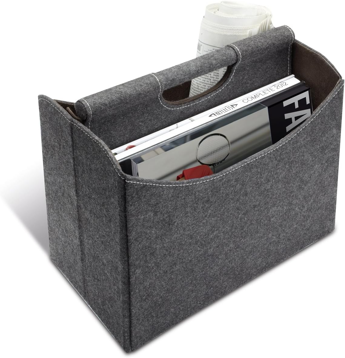 Anthracite Felt Newspaper Stand Foldable Magazine Organizer